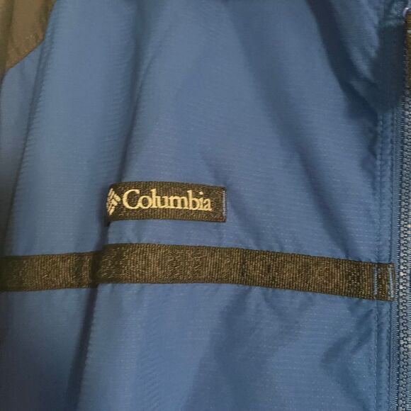 Columbia Men's Hooded Windbreaker Jacket Blue w/black trim Outdoor Hiking Zip-Up - Picture 9 of 13